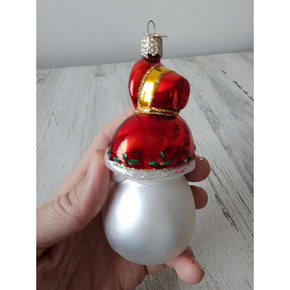 Old world OWC Mrs Claus‎ snowman glass present ornament Xmas tree
